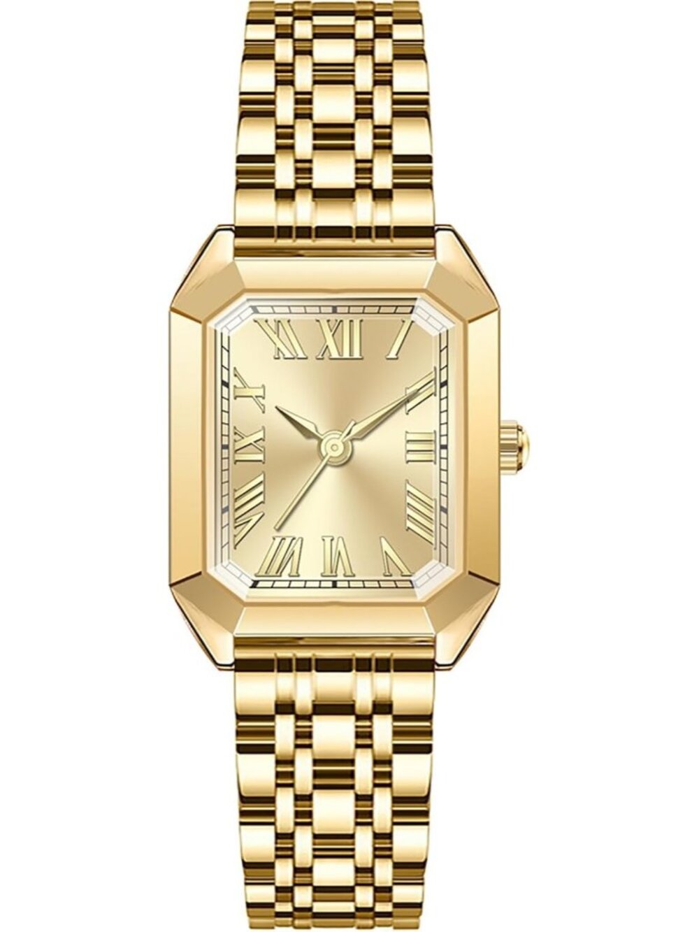 Women's Full Gold Adjustable Alloy Bracelet Vintage Roman Numeral Dial Watch